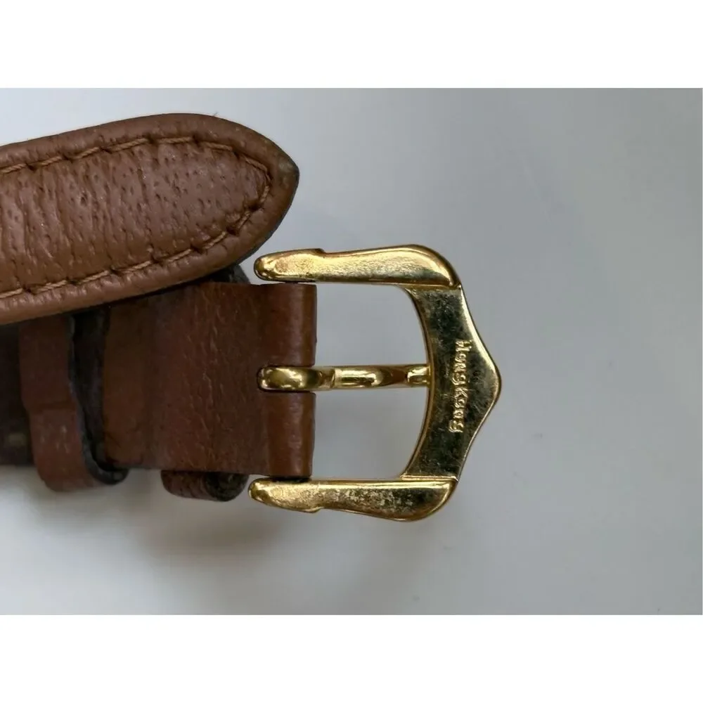 1980s Eddie Bauer For Gruen Tank Watch Leather Strap Vintage Wristwatch - Picture 8 of 8